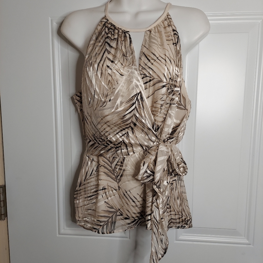White House Black Market Sleeveless Lined Tie Front Blouse Top Size 6